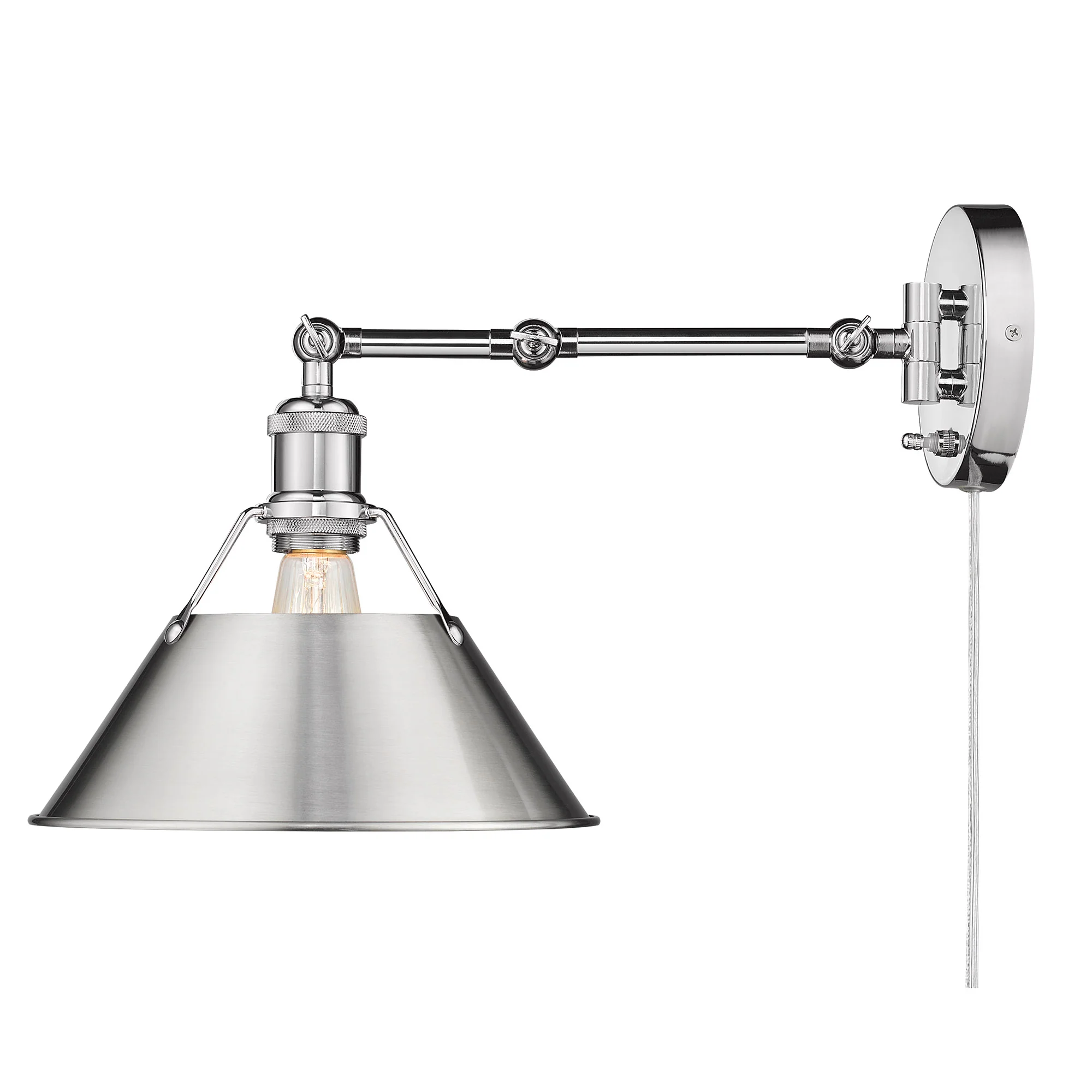 Yep by Golden Lighting Orwell 1-light Swing Arm Wall Lamp in Chrome and Pewter shade - Image 2