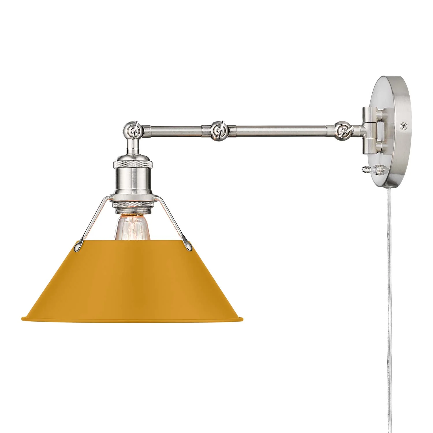 Yep by Golden Lighting Orwell 1-light Swing Arm Wall Lamp in Pewter and Auric Yellow shade - Image 2