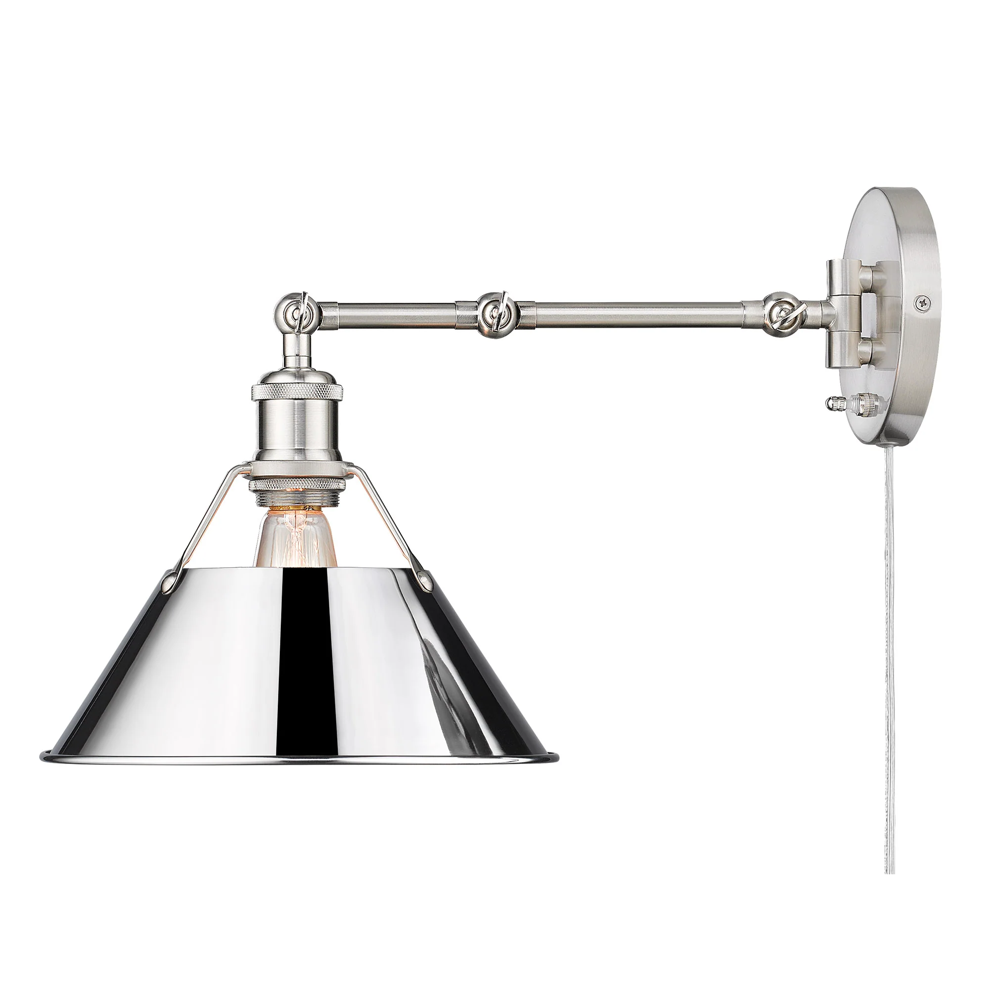 Yep by Golden Lighting Orwell 1-light Swing Arm Wall Lamp in Pewter and Chrome shade - Image 2