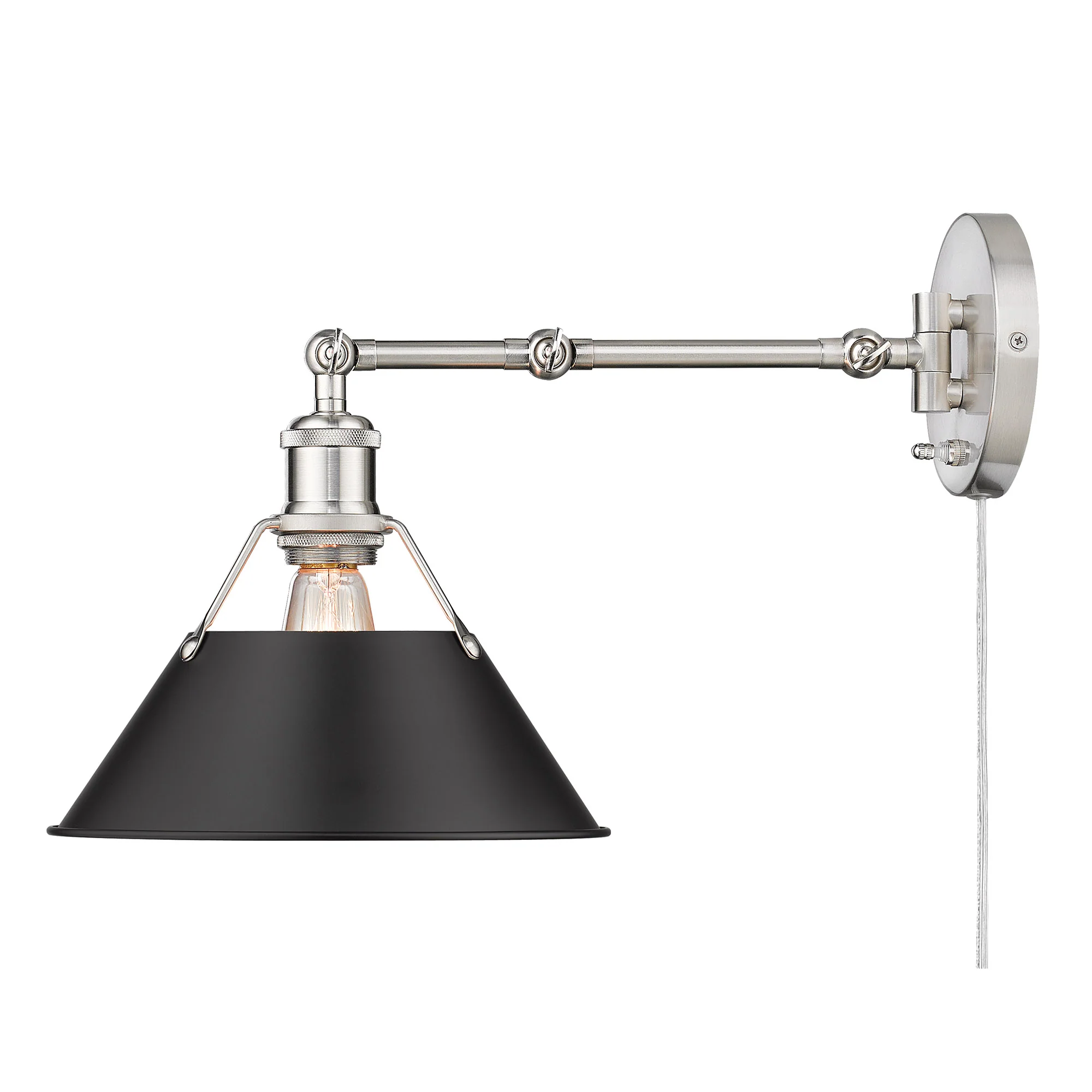 Yep by Golden Lighting Orwell 1-light Swing Arm Wall Lamp in Pewter and Matte Black shade - Image 2
