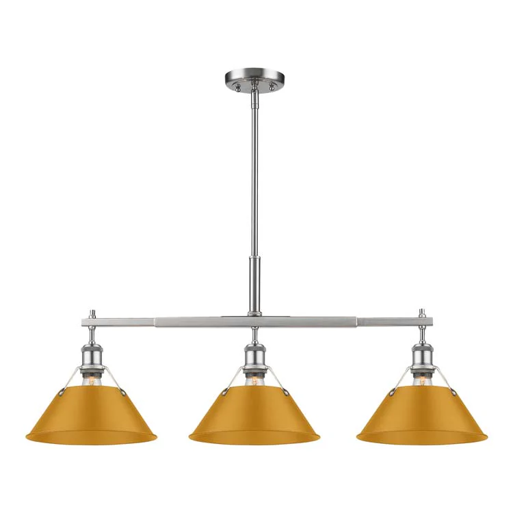 Yep by Golden Lighting Orwell 3-light Island Light in Pewter and Auric Yellow shade