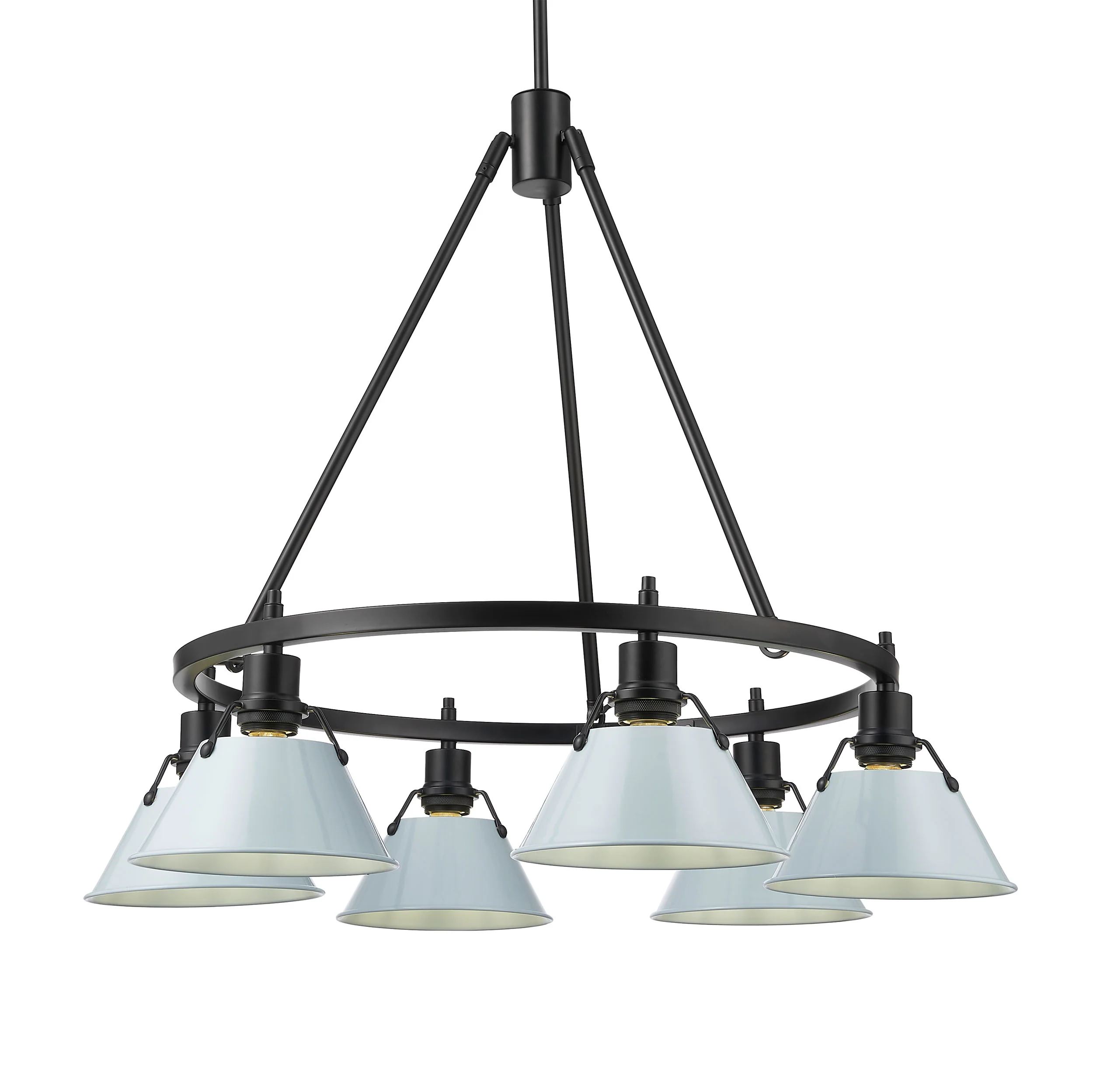 Yep by Golden Lighting Orwell 6-light Chandelier in Matte Black and Dusky Blue shade