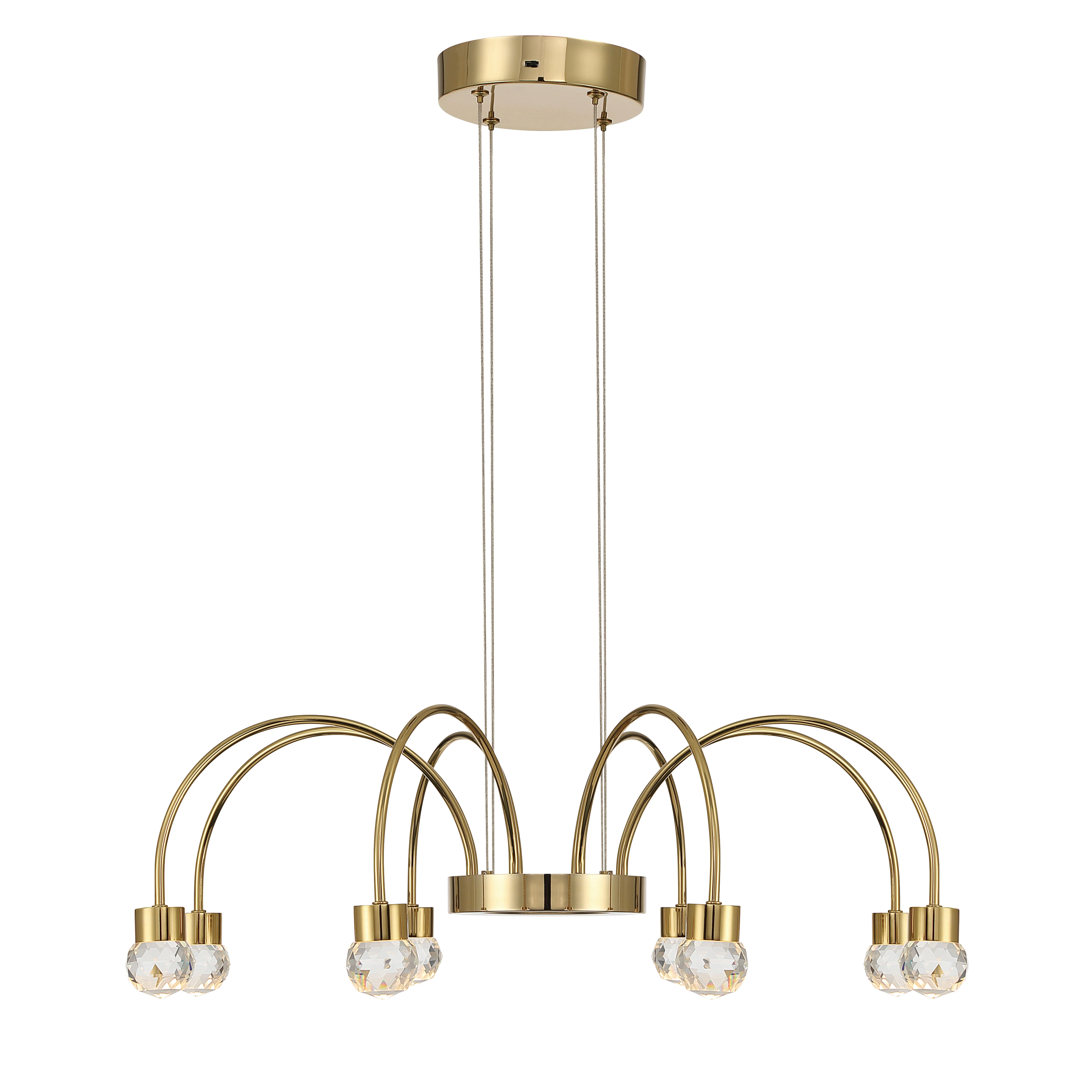 Yep by Golden Lighting Vario Integrated LED 8 light Chandelier in Titanium Gold with Crystal diffusers - Image 2