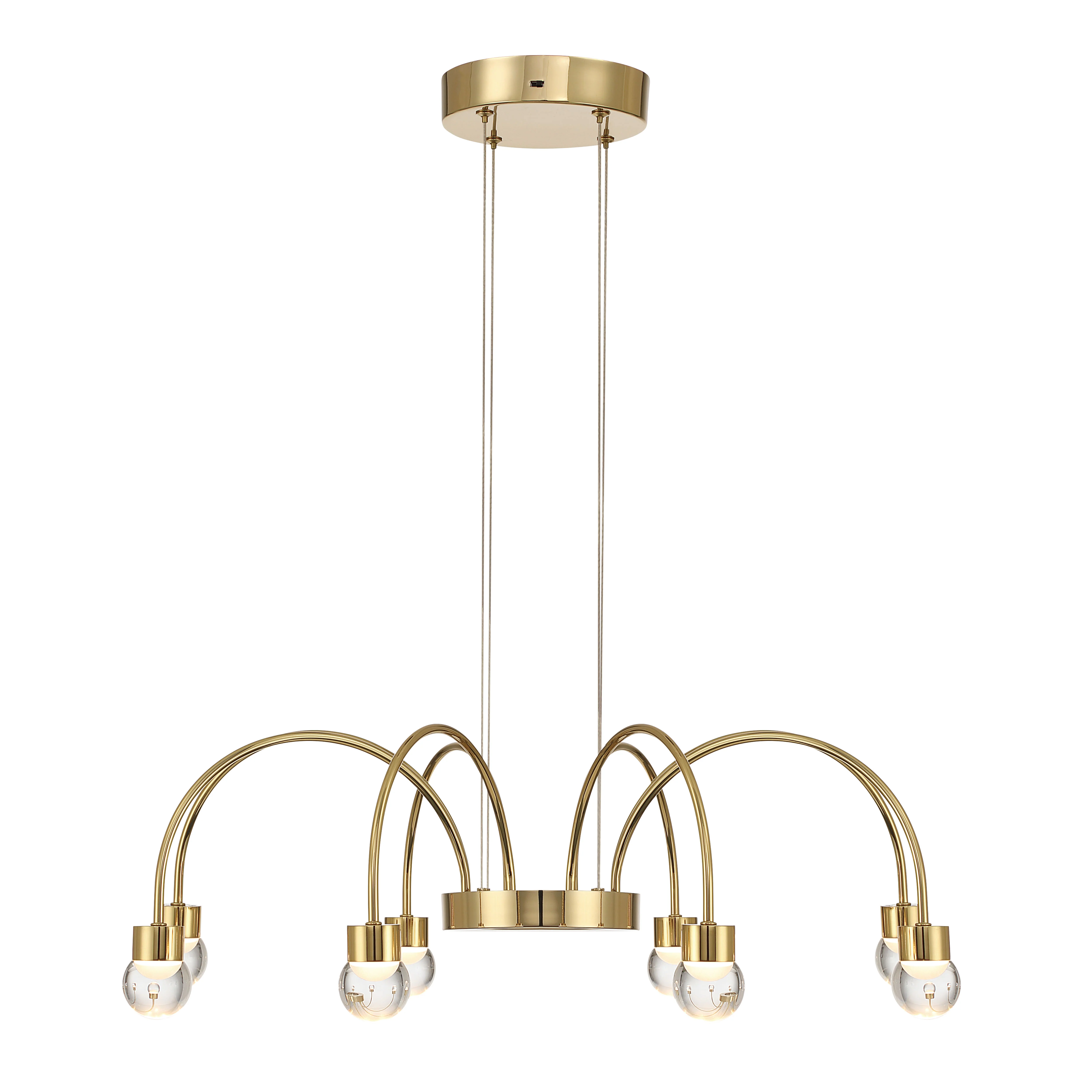 Yep by Golden Lighting Vario Integrated LED 8 light Chandelier in Titanium Gold with Globe diffusers - Image 2