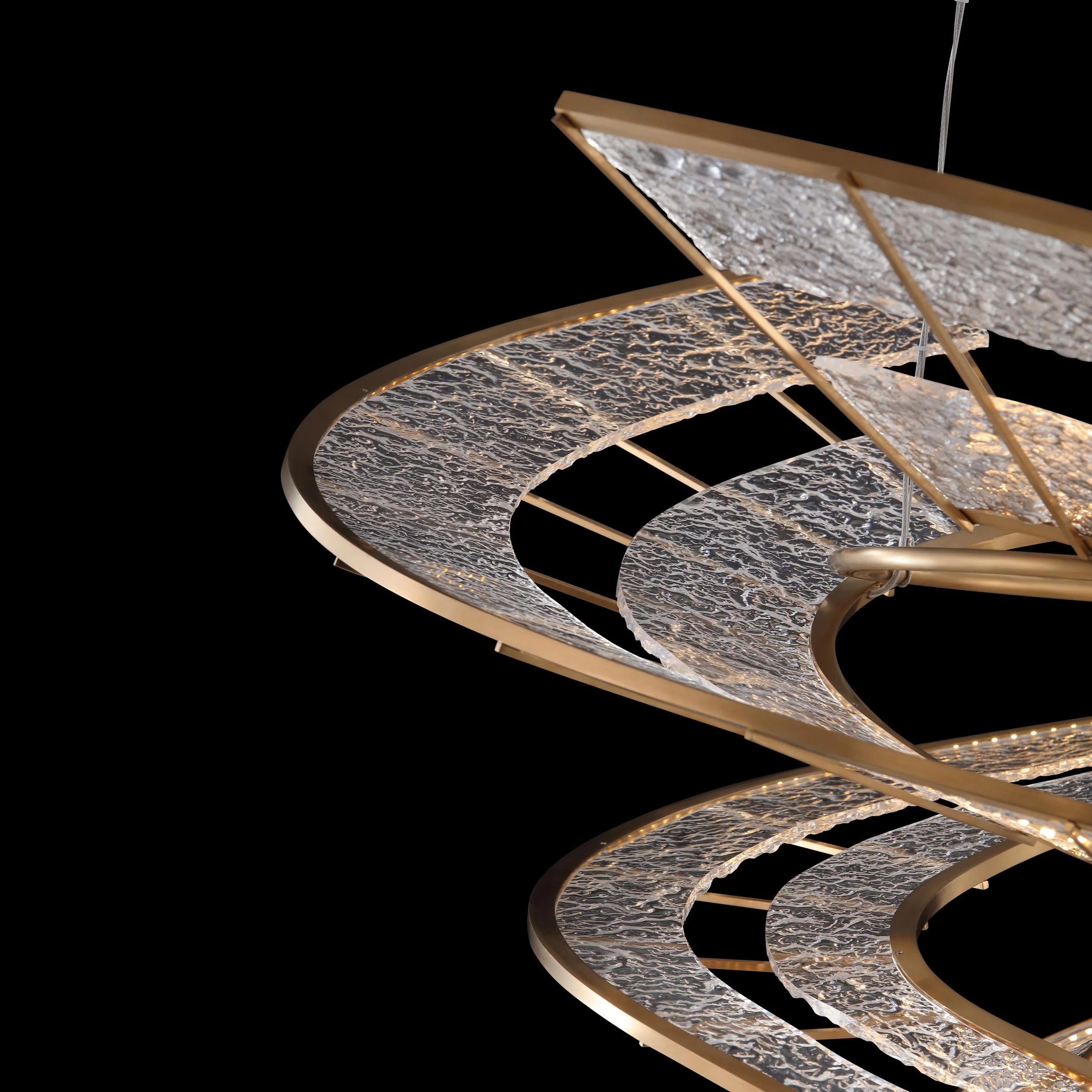 Ziva by Golden Lighting Aurora Integrated LED 36"W Pendant in Brushed Champagne - Image 3