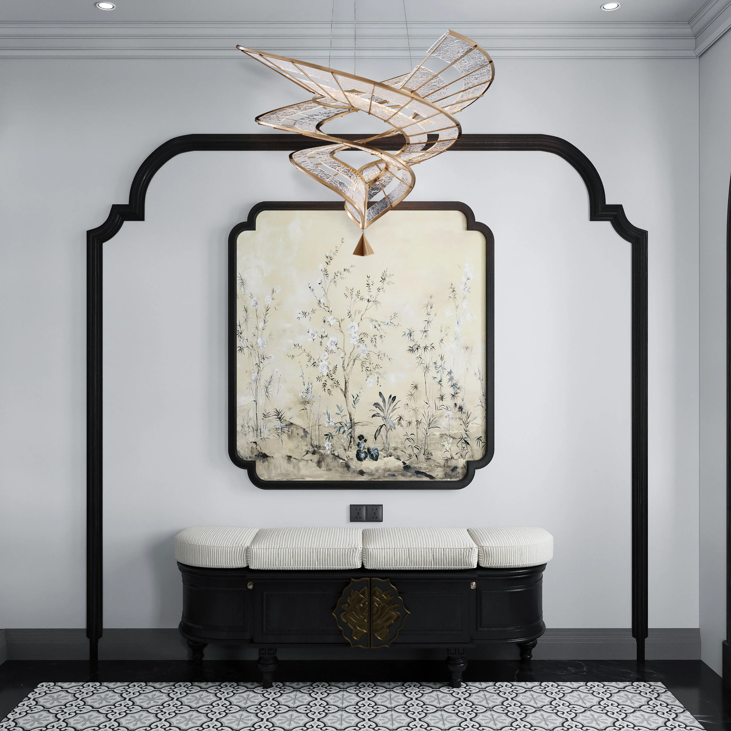 Ziva by Golden Lighting Aurora Integrated LED 36"W Pendant in Brushed Champagne - Image 6